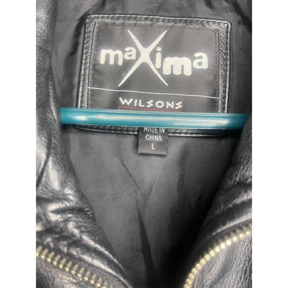 Black Leather Jacket Maxima by Wilson Leather Size Large - Picture 3 of 4